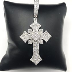 925 Sterling Silver 3.80CT MOISSANITE Cross Men’s Pendant 