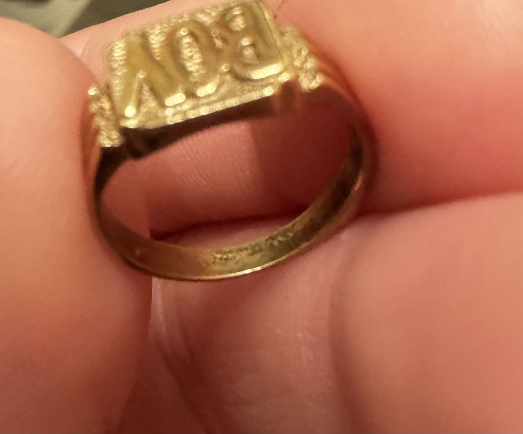 Small 10K Gold BOY ring