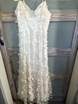 White Long Butterfly Dress