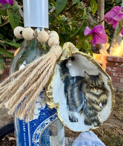 Handmade oyster shell ornaments- Cat/host hostess gift