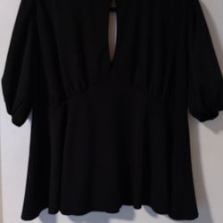 Boohoo Keyhole Babydoll Top Black Size 18