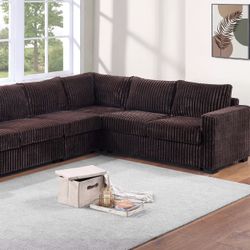 4-Piece Sectional Set
One-Arm Loveseat x 2 + Corner Wedge + Armless Chair

Color: Coffee  🔷️  Seccional De 4 Piezas Nuevo En Caja Color Cafe
