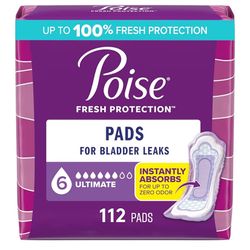 Poise Incontinence & Postpartum Pads, 6 Drop, 112ct
