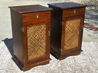 Wood and Rattan Nightstands/ End Tables