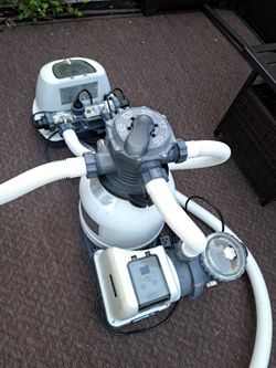 Intex Crystal Pool Pump, Filter and Salinator set up -