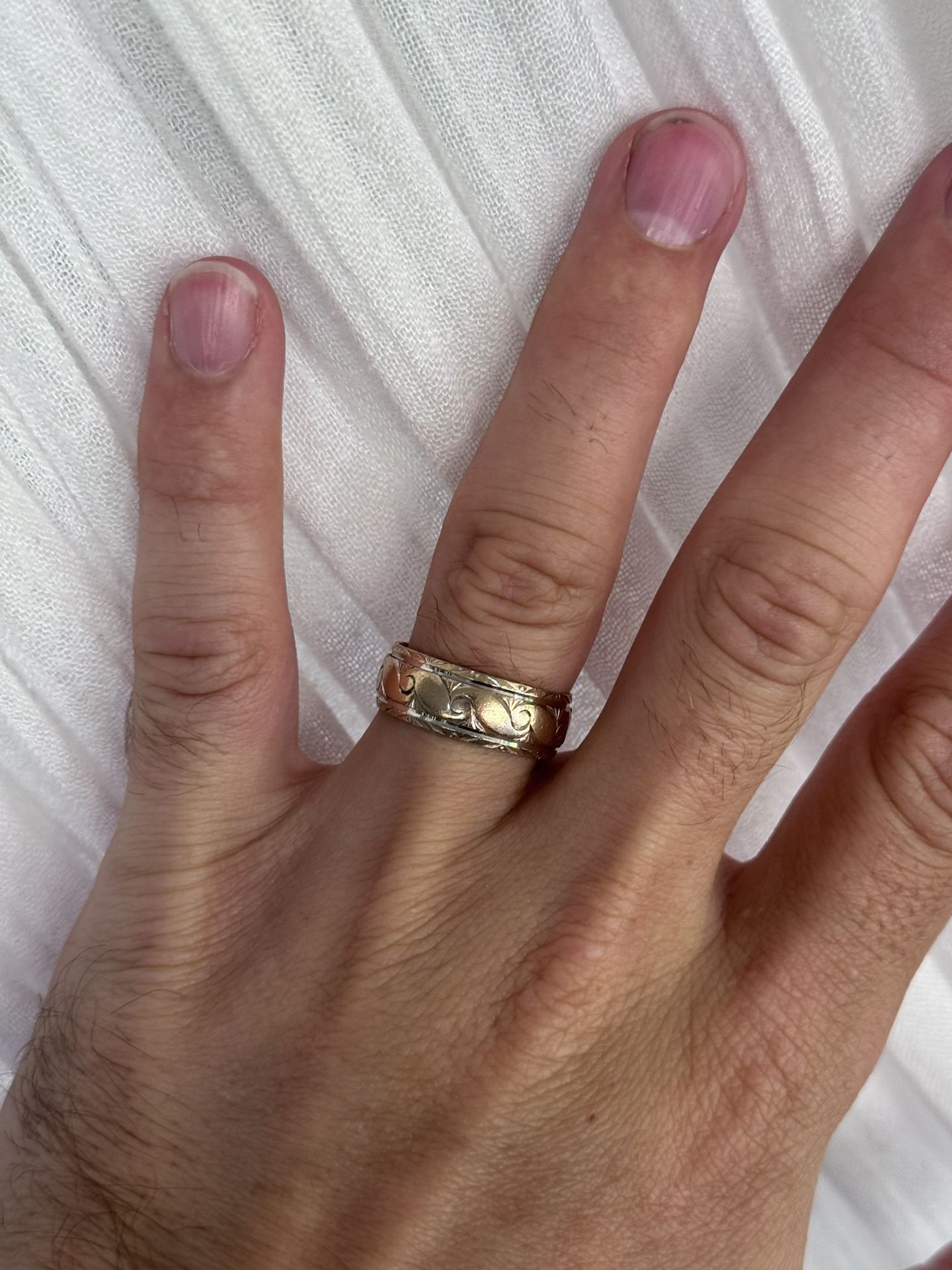 14K Yellow Gold Men Frederick Goldman Wedding Band, Size 10, 8mm, 6.27 G