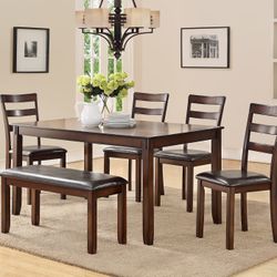 6PC Brown Dining Table Set 