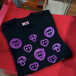 BAPE Baby Milo & Heart Mushroom Logo Black Tee - Size XS Ladies