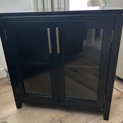 Black Solid Wood w/ Glass Cabinet