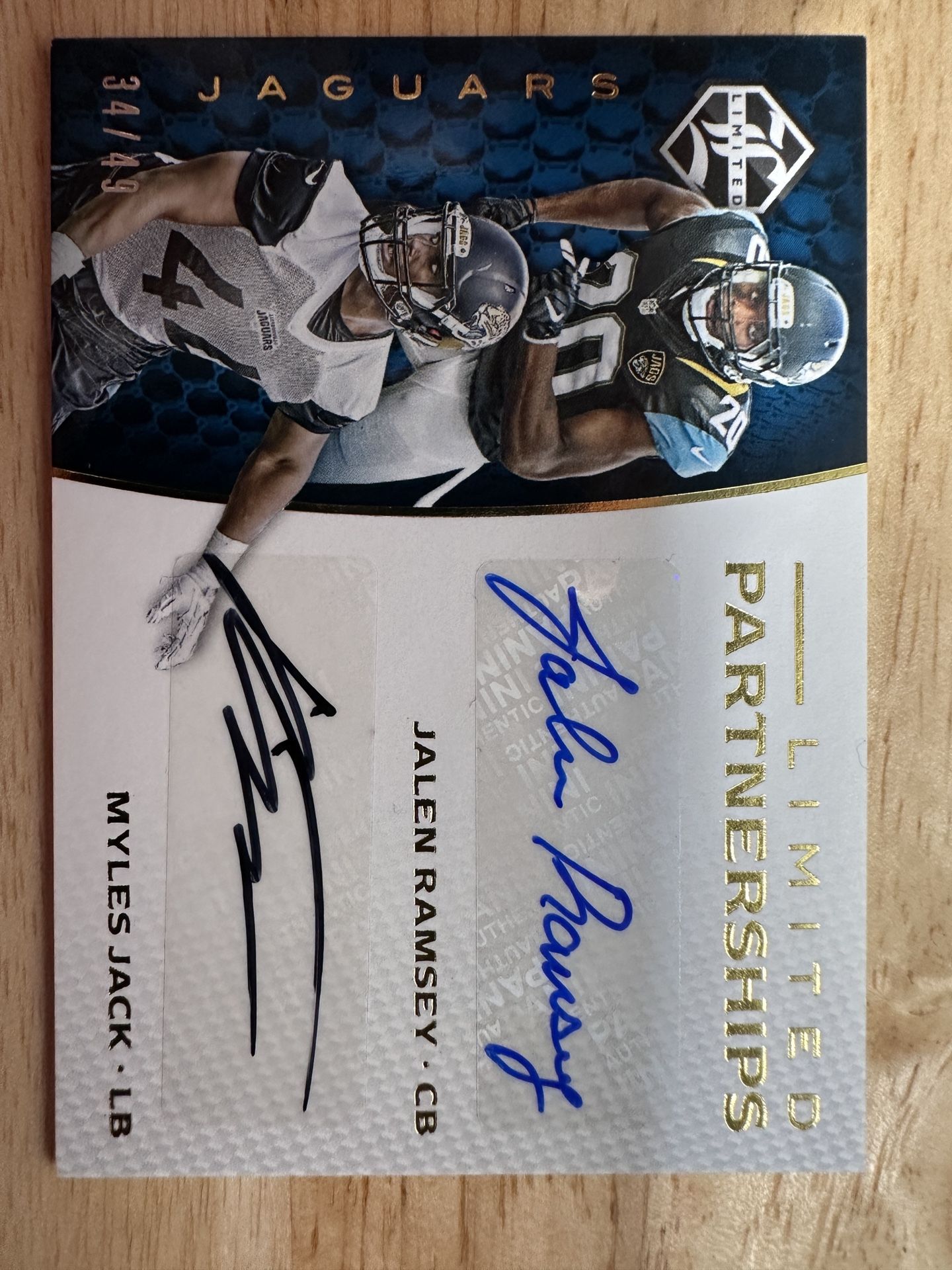 2016 Panini Limited Partnerships Jalen Ramsey Myles Jack Auto /49 Jacksonville