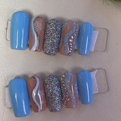 Blue Christmas Press On Nails 