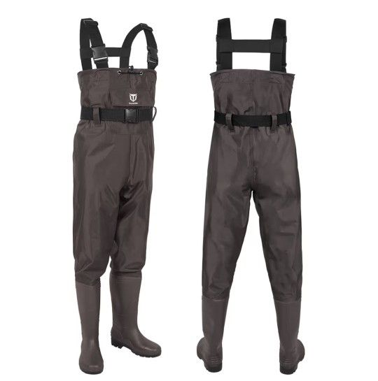 TIDEWE Bootfoot Chest Wader, 2-Ply Nylon/PVC Waterproof Fishing Hunting Waders (BROWN)
M8/W10