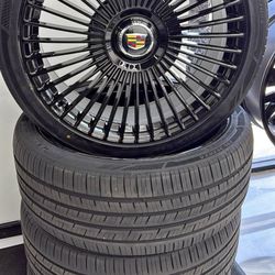 (4) 24" Cadillac Wheels with 295/35ZR24 Tires On Sale-WE FINANACE NO CREDIT OK