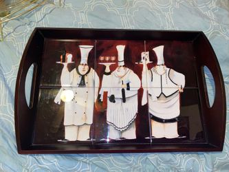 Vintage Jennifer garant heavy wood tiled tray