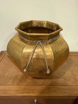 Vintage Brass Planter (8” Tall)