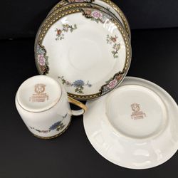 Antique Set Of 4 1920’s Noritake Pheasant Pattern Demitasse 