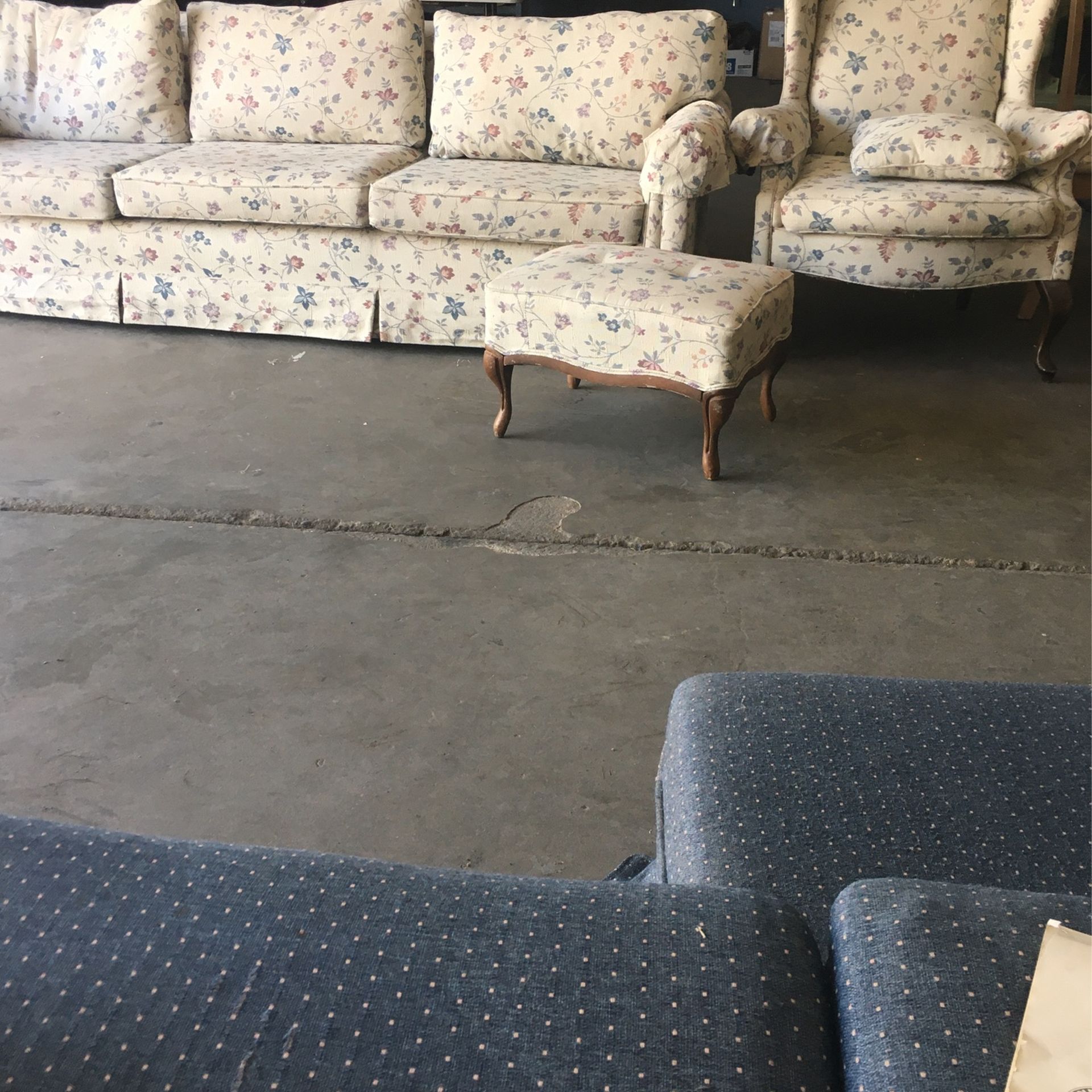 Couch and a chair and footstool 75