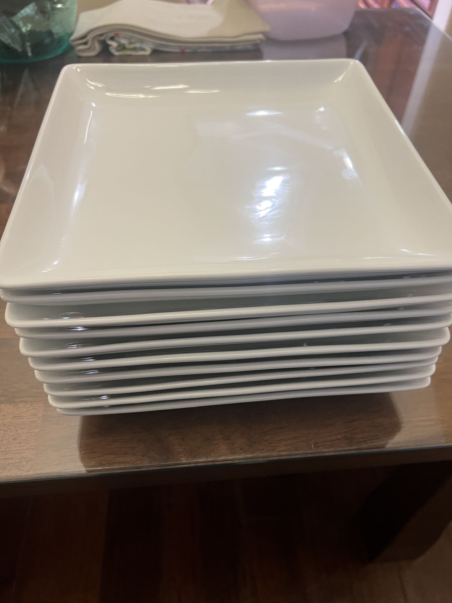 Set Of White Square Plates
