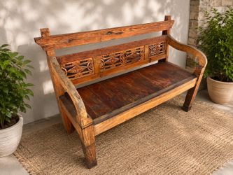 Antique bench solid carved wood Bali