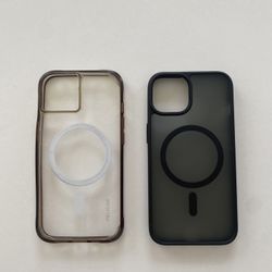 2 iPhone 14 Cases (Black + Transparent)