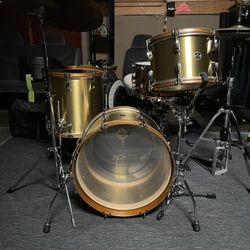 Q Drum Co. Brass Drum Set With Gator Icon Bags
