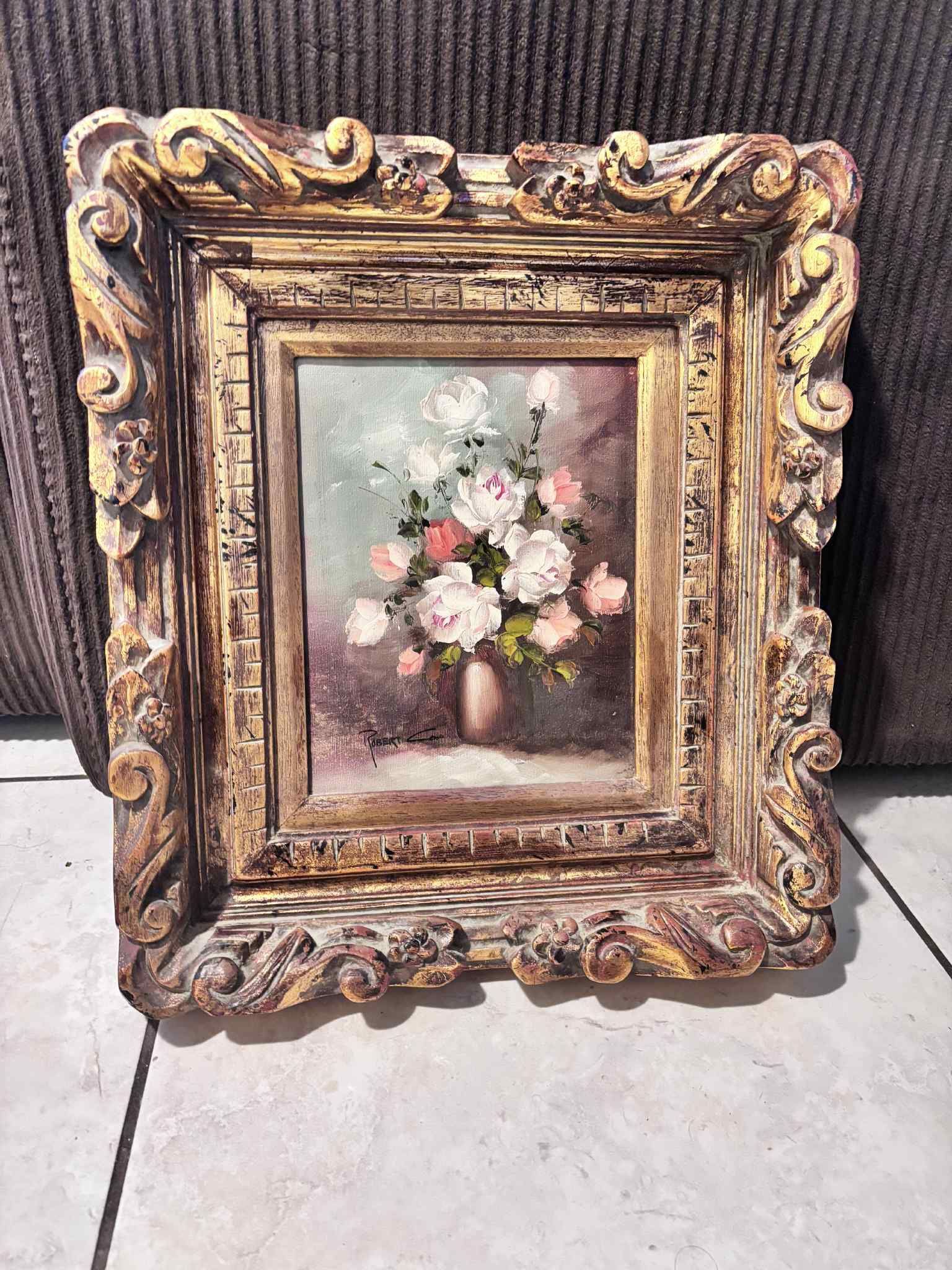 Vintage Flowers In A Vase Painting Signed Robert Cox