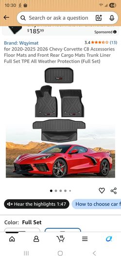 Chevy Corvette C8 Floor Mats Full Set 2020-2025