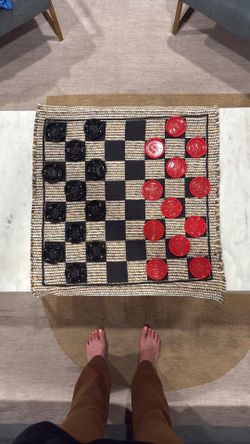 Portable Tweed Woven Checkers Set 27x27