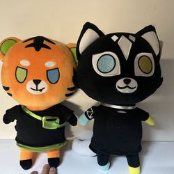 Krew District KF Tedd Black Cat & Funneh Draco w/Clothes Bag Orange Plush 12”
