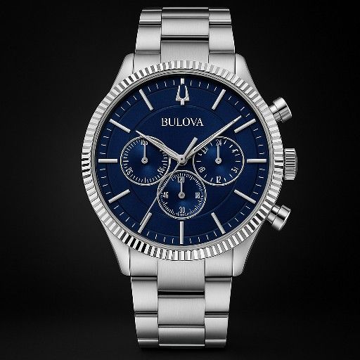 Bulova Men's Classic Quartz Gemmed Silver Stainless Steel Watch 42 MM
