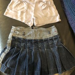 Girls 8 Gymboree Lilac Shorts And Tommy Denim Skirt