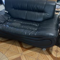 Black Pleather Couch 