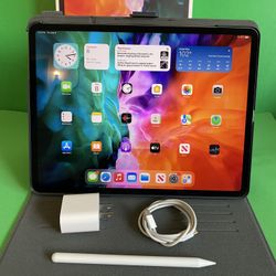 1TB (1024GB) Apple IPad Pro 12.9” 4th Generation (2020 Model/ Face ID/Liquid Retina ) with Stylus pen & Accessories(Apple pencil supported)