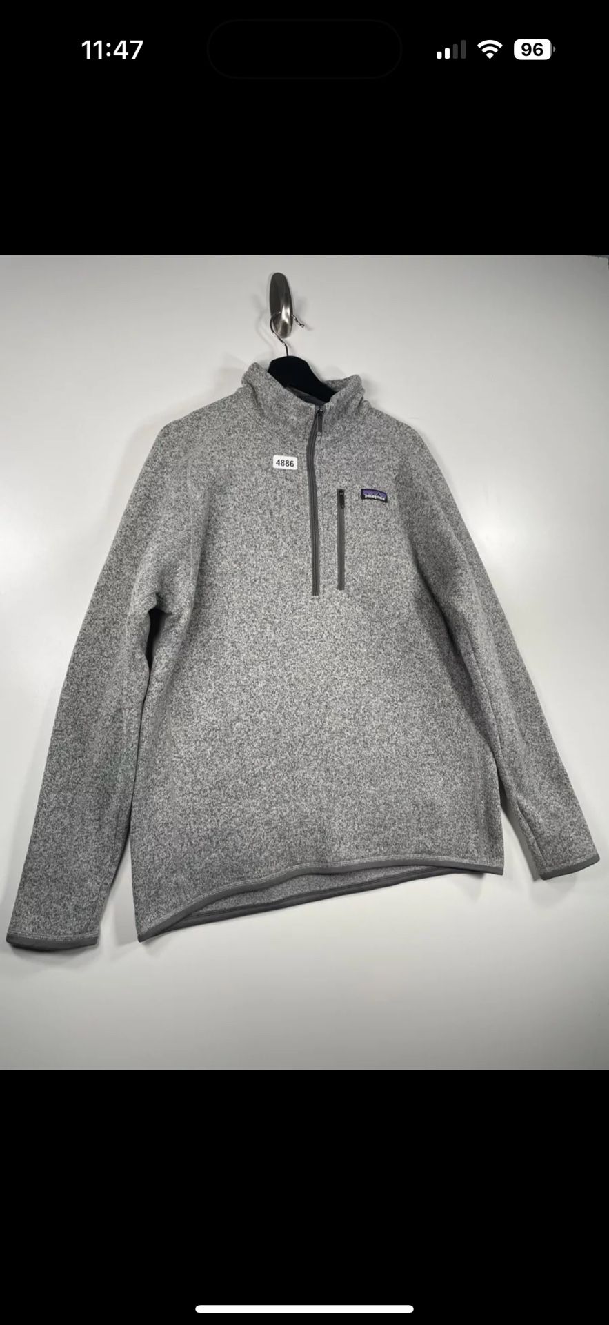 Patagonia Better Sweater Mens 1/4 Zip Outdoor Pockets Fleece Jacket Gray Large