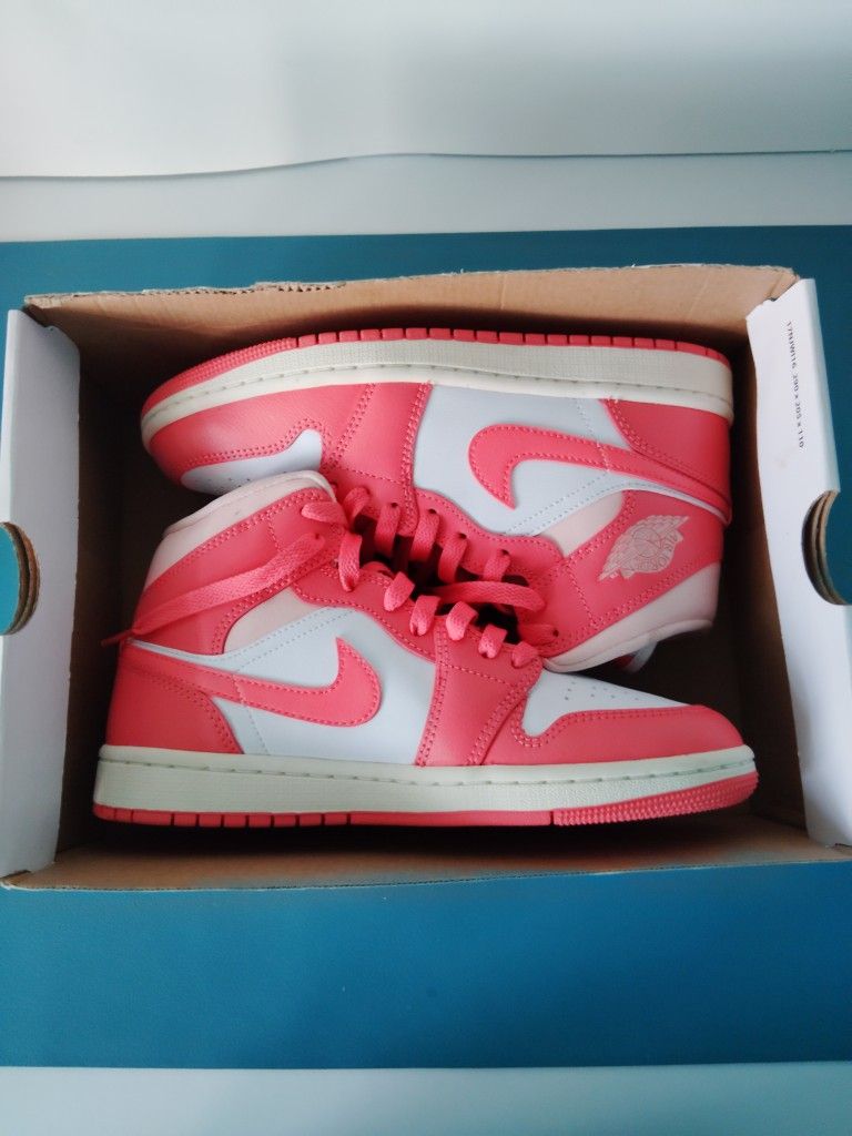 Air Jordan 1 Mid White/ Sea Coral Women's Size 7