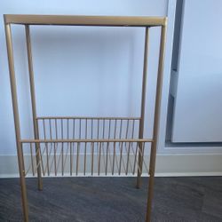 Gold End Table With Mirrored Top