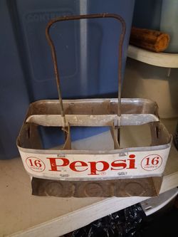 Vintage Pepsi 16 Oz Metal Bottle Carrier