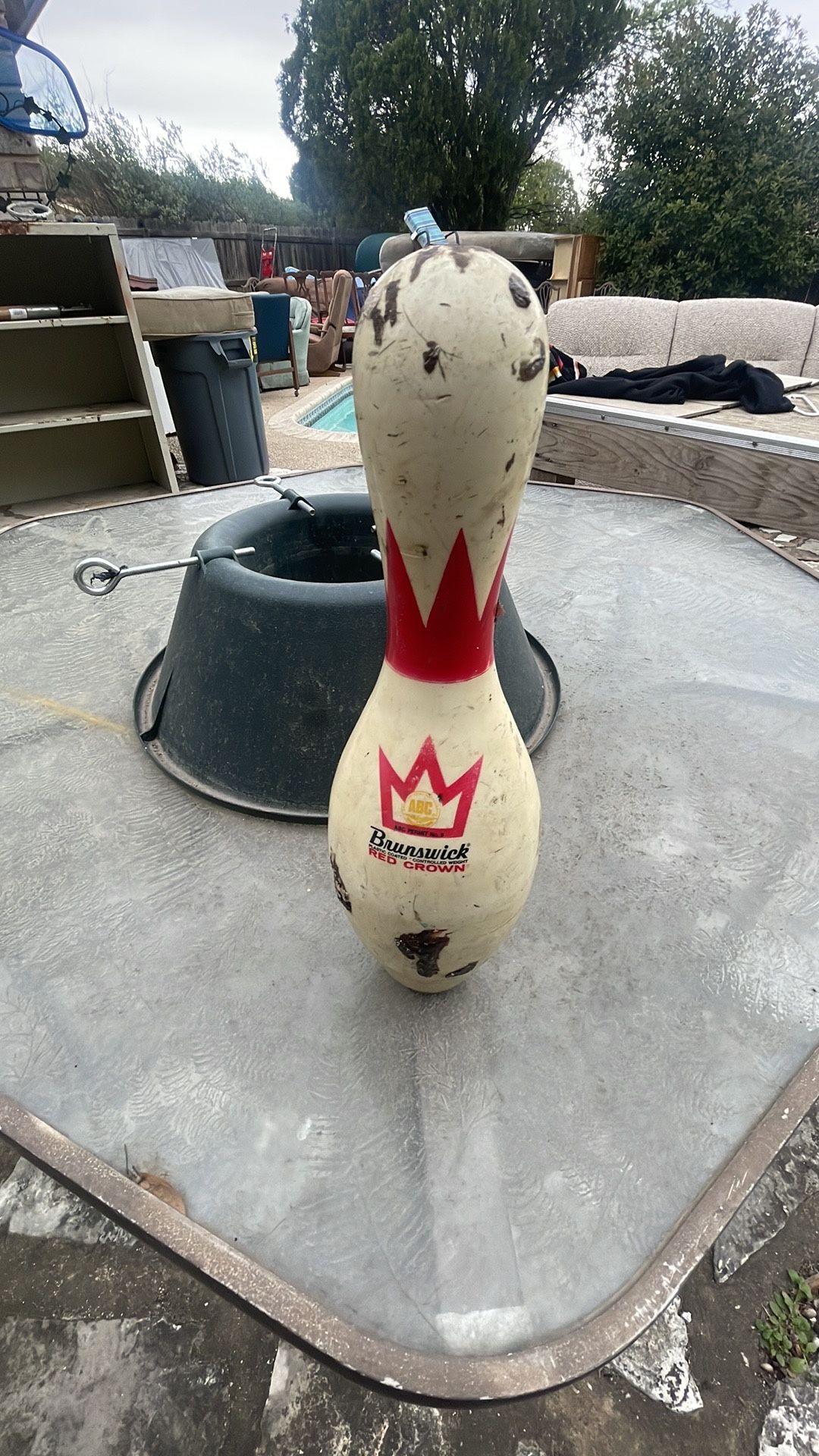 Vintage Brunswick Red Crown Antique Bowling Pin