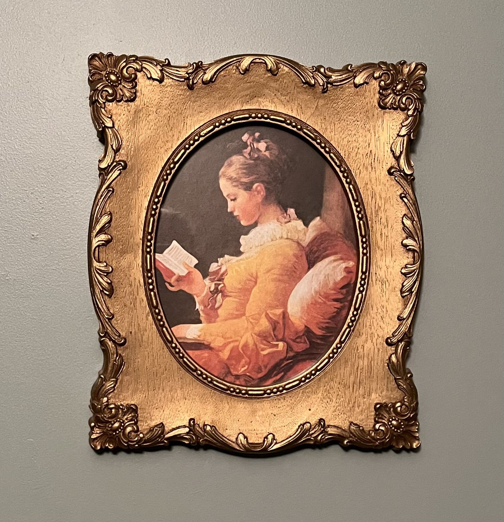 Vintage Framed Print After “Young Girl Reading” By Fragonard 11.5”x14”