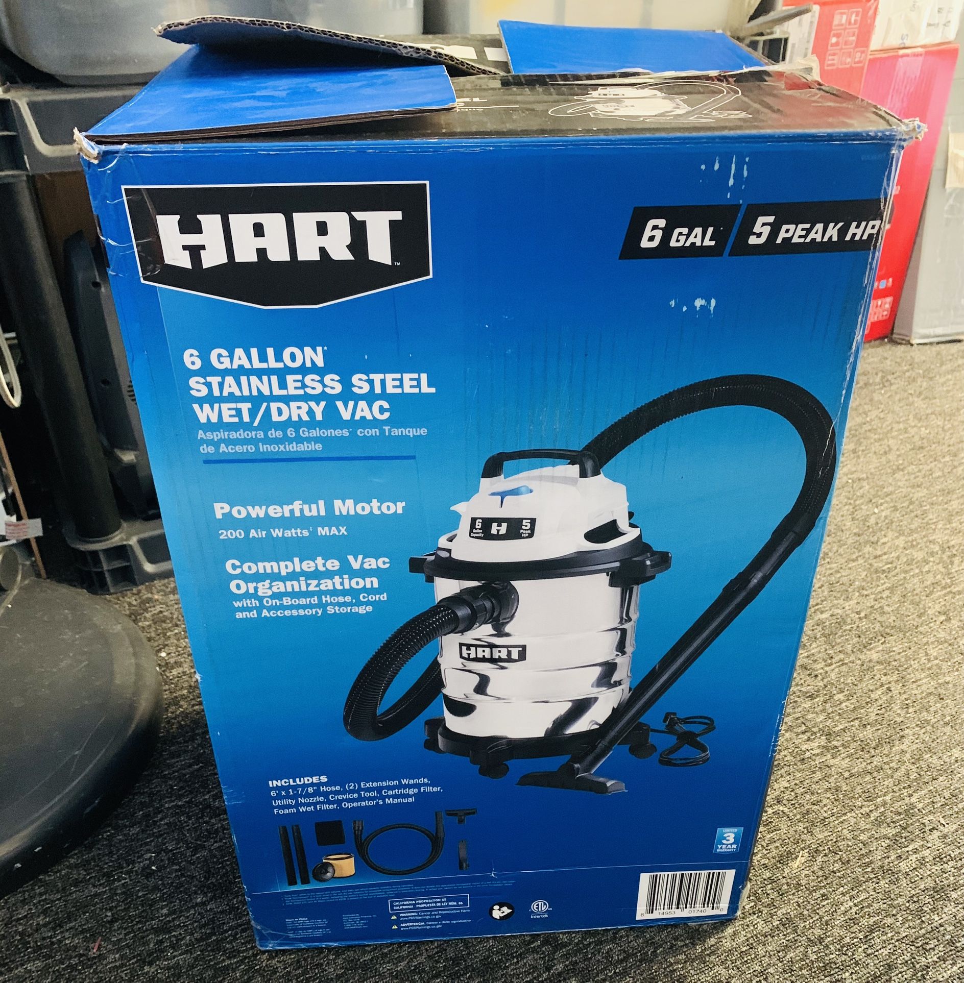 Hart 6-Gallon Stainless Steel Wet/Dry Vacuum