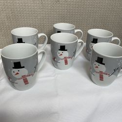 Rachael Ray “Little Hoot and Snowman” Mugs Set Of 6