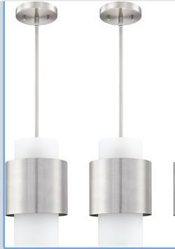 Open Box New Light Hanging Indoor Kitchen Island Pendant Light 6"" Drum Glass Shade Pendant Ceiling Light Fixtures Modern Farmhouse Dinning Over Sink