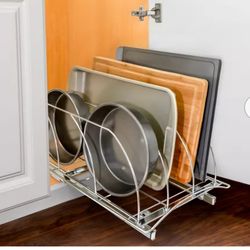 LYNK Professional 430221DS sliding Pull Out Bakeware Tray cabinet Organizer 10" x 21" Chrome