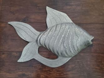 Vintage Cast Aluminum Fish Sculpture Wall Hanging Beach Lake Decor