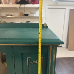 Vintage  Glass Door Cabinet – Green with Gold Accents