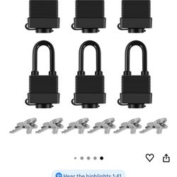 Padlocks Keyed Alike for Outdoor use, Pack of 6, Laminated Steel Lock Set Safety Padlock,Waterproof Heavy Duty Outdoor Security Lock for Outdoor(Black