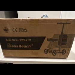 BlessReach WB-2111 Foldable 4-Wheel Knee Walker Yellow Adult Indoor Outdoor