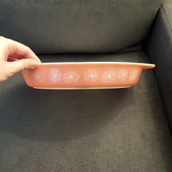 Vintage Pyrex Pink Daisy Divided Casserole Dish