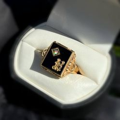 Jewelry 10k solid yellow gold onyx stone natural diamonds 2.01CTW ring size 11.00