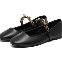 Ballet Flats Shoes for Women, Buckle Strap Flats Shoes, Pearl Mary Jane Flats for Women Sparkly Ballet Flats, Comfortable Square Toe Flats Soft Work F